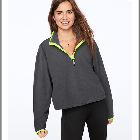 cropped fleece half zip